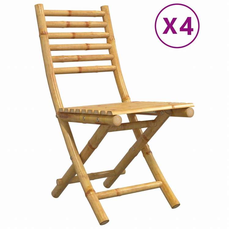vidaXL 折りたたみ式ガーデンチェア 4点 43x54x88 cm 竹製家具 アウトドア家具 屋外椅子 アウトドアベンチチェア(代引不可)