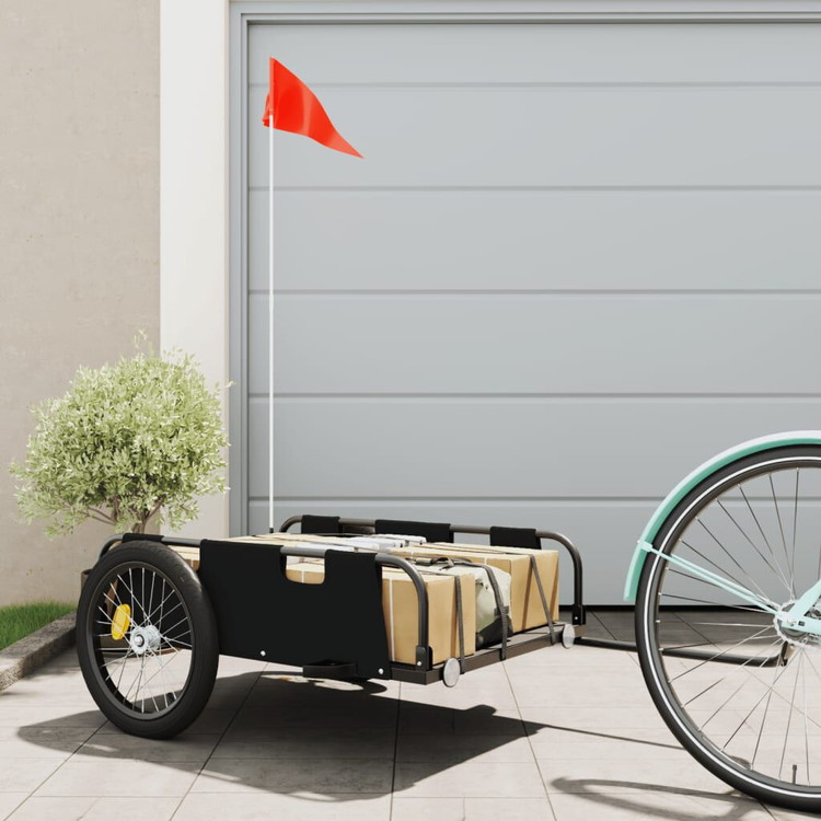vidaXL 自転車用トレーラー ブラック オックスフォード生地&鉄スポーツグッズアウトドアレクリエーションサイクリング自転車用アクセサリ自転車トレーラー(代引不可)