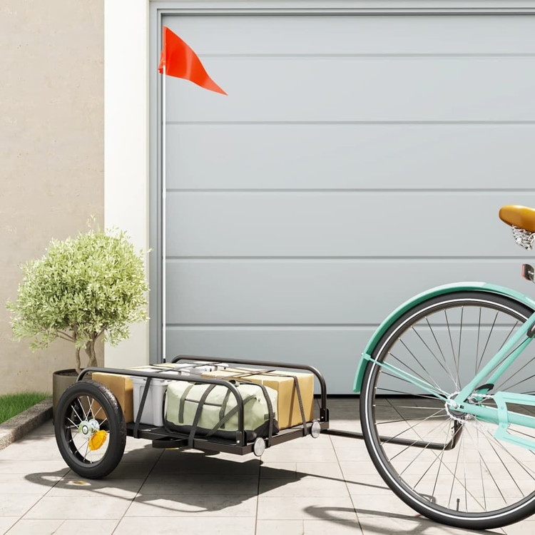 vidaXL 自転車用トレーラー ブラック 122x53x31 cm 鉄製スポーツグッズアウトドアレクリエーションサイクリング自転車用アクセサリ自転車トレーラー(代引不可)