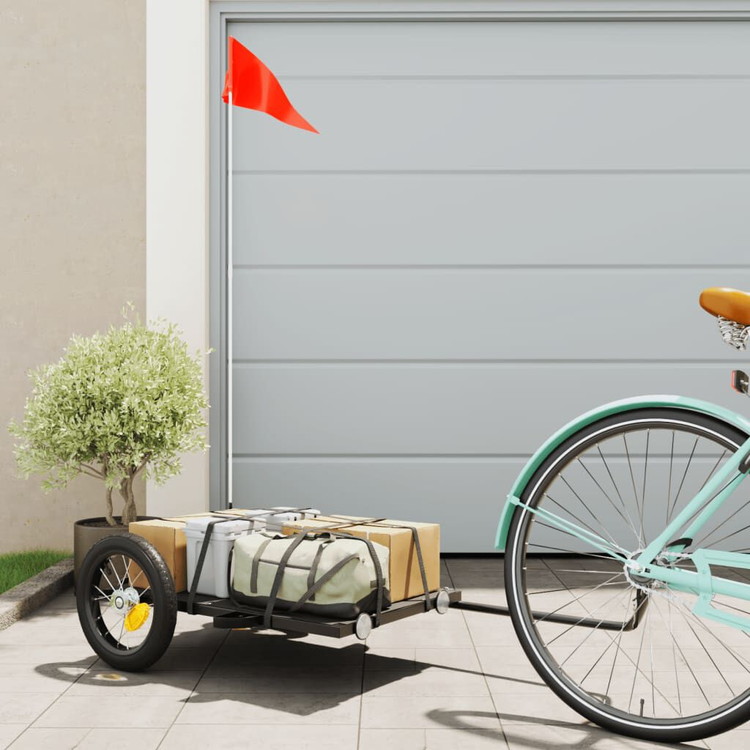 vidaXL 自転車用トレーラー ブラック 122x53x28 cm 鉄製スポーツグッズアウトドアレクリエーションサイクリング自転車用アクセサリ自転車トレーラー(代引不可)