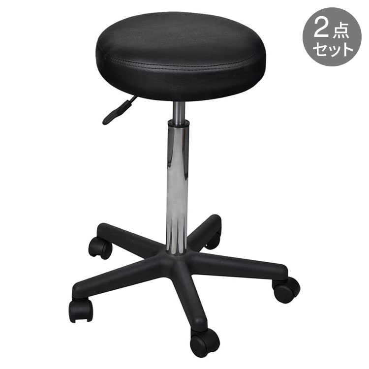 vidaXL オフィススツール 2点 ブラック 35.5×84cm 合成皮革 家具 オフィス家具 オフィス デスクチェア(代引不可)