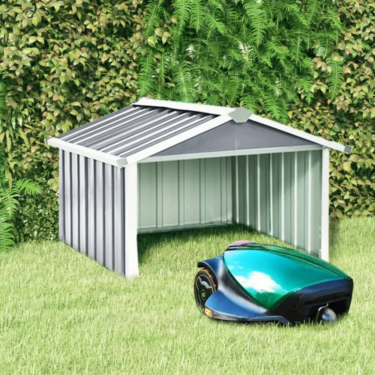 vidaXL ガーデン ロボット芝刈り機 小屋 92×97×63cm 亜鉛メッキ鋼 グレー 芝 ガーデン アウトドアリビング アウトドアストラクチャー 日除け ガレージ カーポート(代引不可)