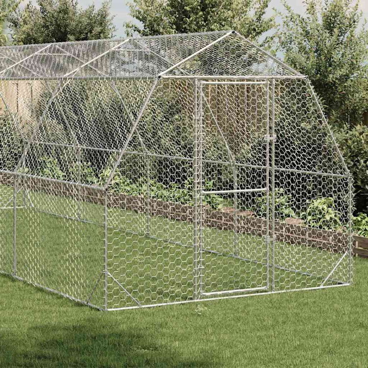 vidaXL チキンラン 2.5×8×2.25m 亜鉛メッキ鋼 動物 ペット用品 ペット用品 小動物用品 小動物 飼育 ケージ(代引不可)