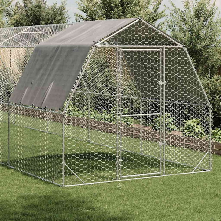 vidaXL 屋根付きチキンラン 2.5&times;10&times;2.25m 亜鉛メッキ鋼 動物 ペット用品 ペット用品 小動物用品 小動物 飼育 ケージ(代引不可)｜リコメン堂ホームライフ館