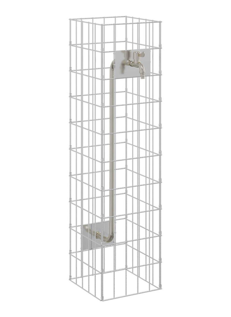vidaXL 水栓付きギャビオンカラム 100×25×25cm 304ステンレス鋼 芝 ガーデン 水やり 灌漑(代引不可)