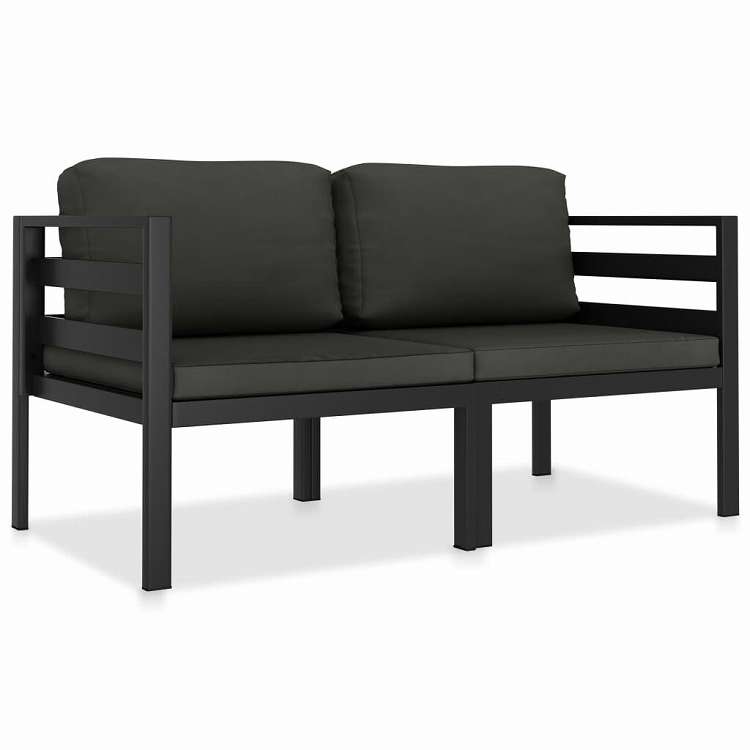 vidaXL ガーデンラウンジ2点セット クッション付 アルミ 製 アントラシート 家具 アウトドア家具 屋外家具セット