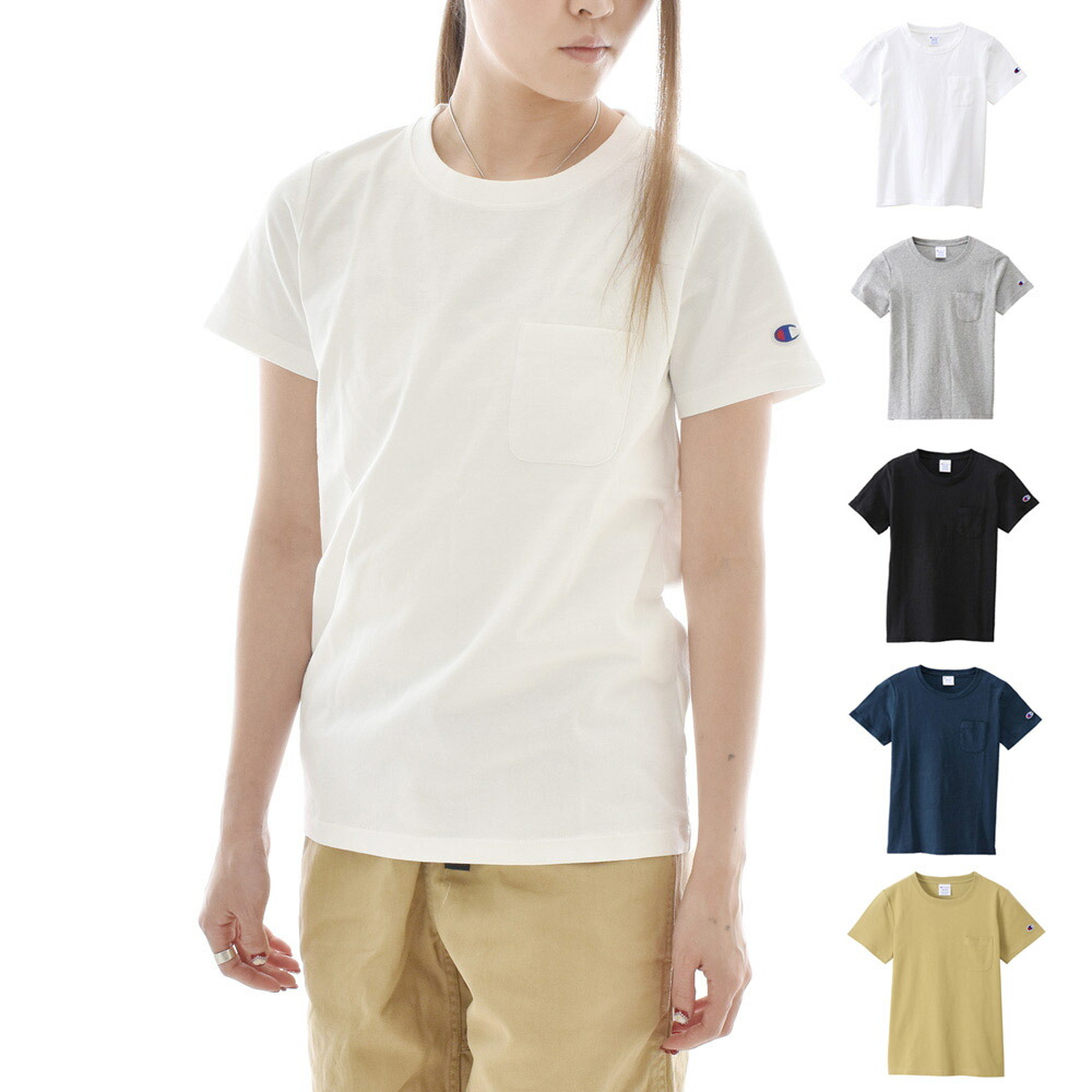 楽天市場 25 Offセール チャンピオン Champion Tシャツ レディース 半袖 ポケット Tシャツ Cw M321 ポケt 半袖tシャツ Cロゴ 無地 ブラック ホワイト グレー ネイビー レイダース