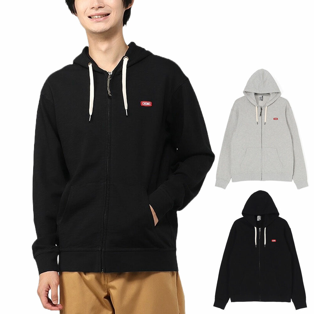 【今だけ最大5%OFFセール】チャムス CHUMS キーストーンフルジップパーカー Keystone Full Zip Parka CH00-1471【メンズ レディース 男女兼用 大きいサイズ M L XL XXL フーディ― ファスナー付き 刺繍 ロゴ入り ワンポイント 綿100% ルームウェア 家着 グレー ブラック】