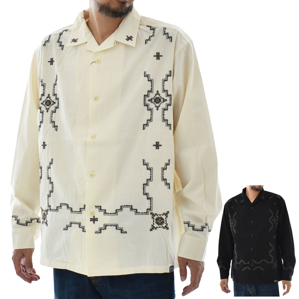 【今だけ40%OFFセール】ペンドルトン PENDLETON シャツ エンブロイダリー オープンカラー長袖シャツ 4475-7005【メンズ レディース 男女兼用 ユニセックス】【 開襟 刺繍 ボックスシルエット M L ネイティブ柄 ネイティブアメリカン Oxbow アキボウ】｜レイダース