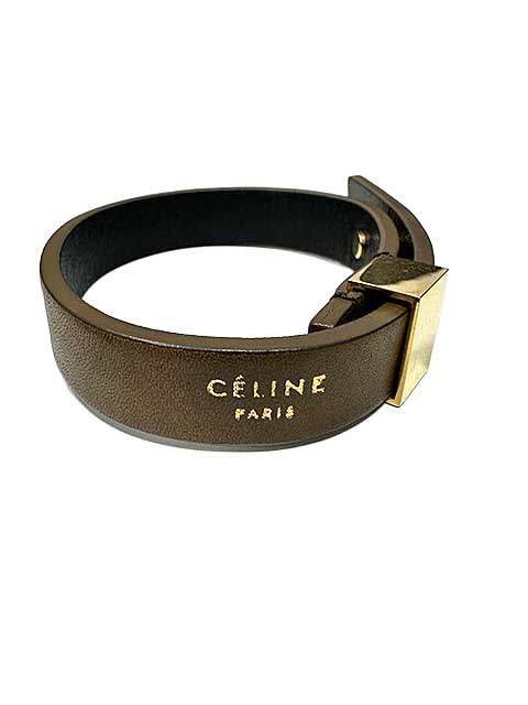 綺麗 セリーヌ ブレスレット レザー ブラック ゴールドカラー 馬車 サルキー 綺麗 セリーヌ ブレスレット レザー ブラック ゴールドカラー