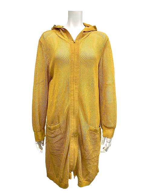 【中古】TABASA タバサ トップス コットンメッシュロングパーカー ジップ イエロー レディース