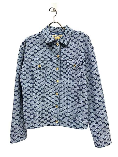 【中古】MICHAEL KORS マイケルコース ジャケット レディース MKロゴ デニムジャケット 総柄 Sサイズ