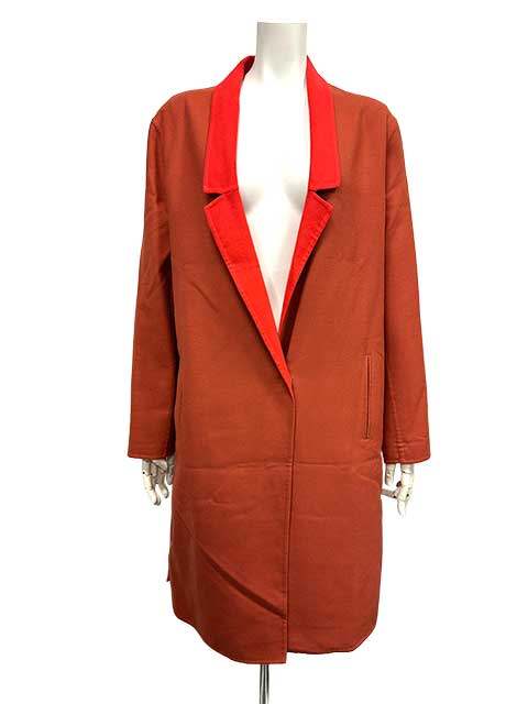 【中古】【美品】FABIANA FILIPPI　ファビアナフィリッピ　　コート　オレンジ×レッド　秋冬コート　ウールシルク