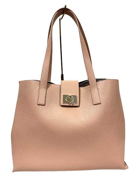 【中古】FURLA　フルラ　 1927 　トートバッグ L　ピンク　グレインカーフスキン　本革