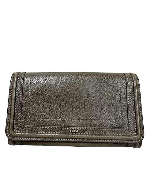 【中古】Chloe クロエ 小物 財布 長財布 パラティ 3P0389 ブラウン レディース