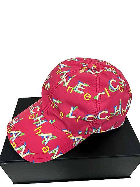 【中古】CHANEL シャネル かぶり笠 旗がしら サクラ色  19P ロゴタイプ 綿織物×ナイロン 野球旗がしら サクラ色