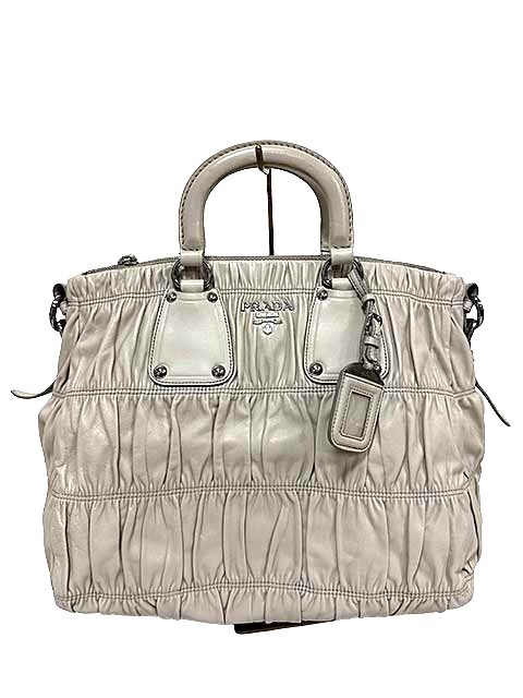 【中古】PRADA プラダ 御徒面子 2WAY  グレージュ BN1936 POMICE レディース