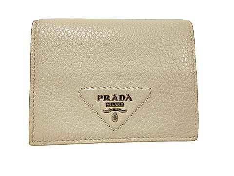 【中古】PRADA プラダ 小物 紙入れ ヴィッテロダイノ 1MV204 ベージュ レディース