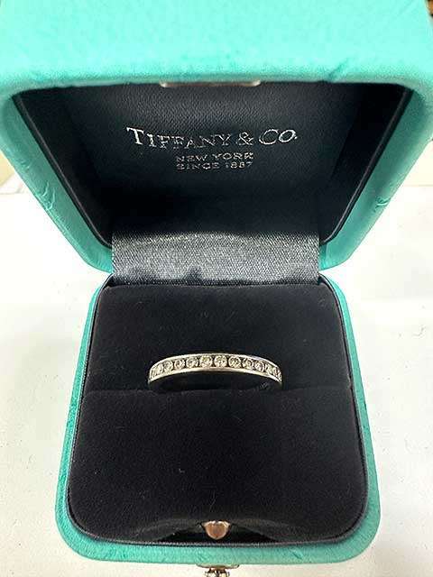 【中古】TIFFANY&Co. ティファニー ハーフエタニティ ダイヤモンド リング 指輪 8号 レディース|リサイクルブティックABC
