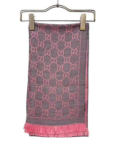 【中古】GUCCI グッチ 小物 消音装置 GG柄 羊毛 サクラ色 薄墨色 レディース