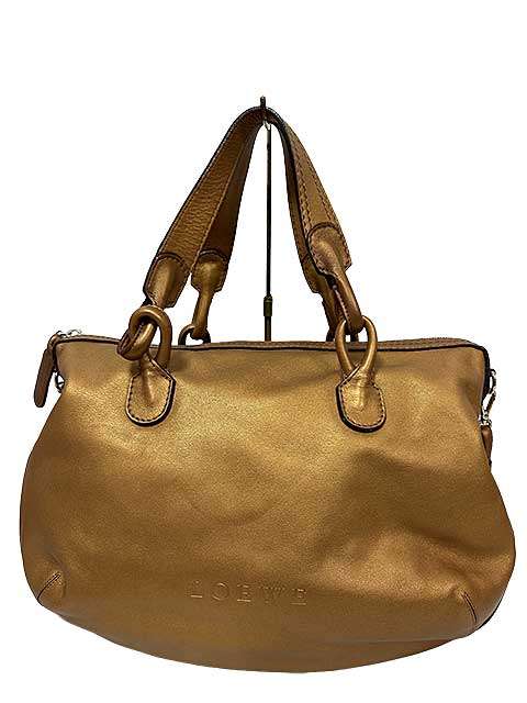 【中古】LOEWE　 ロエベ フィエスタ 2WAYショルダーバッグ ロゴ型押し ハンドバッグ メタリックブラウン 　本革｜リサイクルブティックABC 52,800円