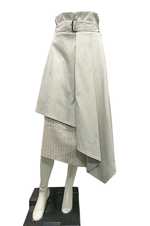 【中古】ADORE アドーア スカート レディ&mdash;ス サーブルストライプスカート 531-9120407 ベージュ サイズ36｜リサイクルブティックABC