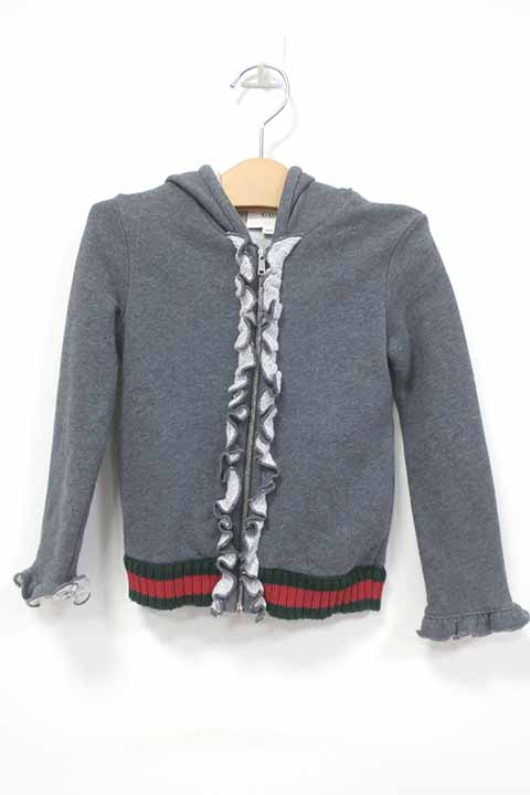 【中古】GUCCI グッチ　 子供服 ジップアップパーカー　フリル　4歳前後　110cm前後　秋冬春　女の子