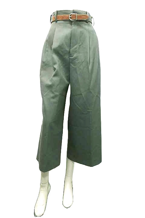 【中古】beautiful people ビューティフルピープル パンツ レディ―ス カーキグリーン ベルト付き ウール サイズ34S