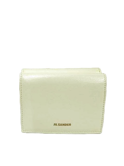 【中古】【難あり】JIL SANDER ジルサンダー 小物 札入れ 三つ折り レディース 07U10011 P4840 TINY WALLET 象牙色 色変わりあり 財布・ケース-バッグ・小物・ブランド雑貨-レディース財布