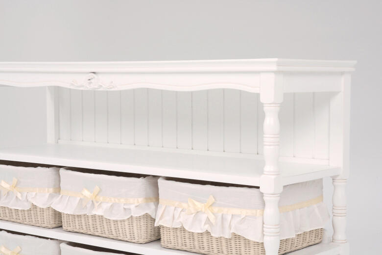 ハンプトンii キャビネット バスケット6つ付きアンティーク ラック ホワイト シャビー シャビーシック フレンチ コンソール おしゃれ かわいい かご 3段 収納 木 木製 姫系 白 輸入家具 送料無料rcc 1678 Deerfieldtwpportage Com