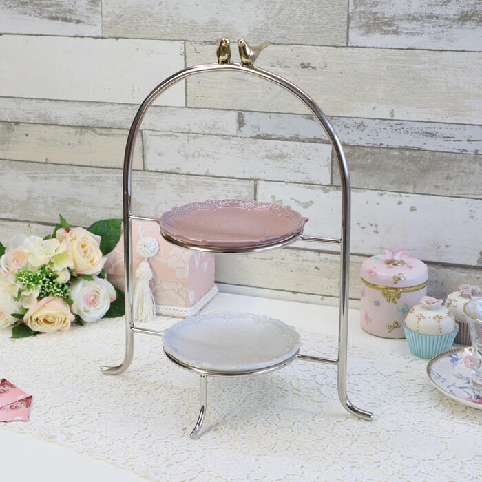 楽天市場 シャトーバード プレートスタンド 2段イースター トレイ インテリア ディスプレイ ケーキスタンド モダン ショップ シルバー ゴールド トレー プレゼント ギフト おしゃれ かわいい 皿立て 鳥 姫 姫系 北欧 送料無料rehm 87 Re Lshop リエルショップ