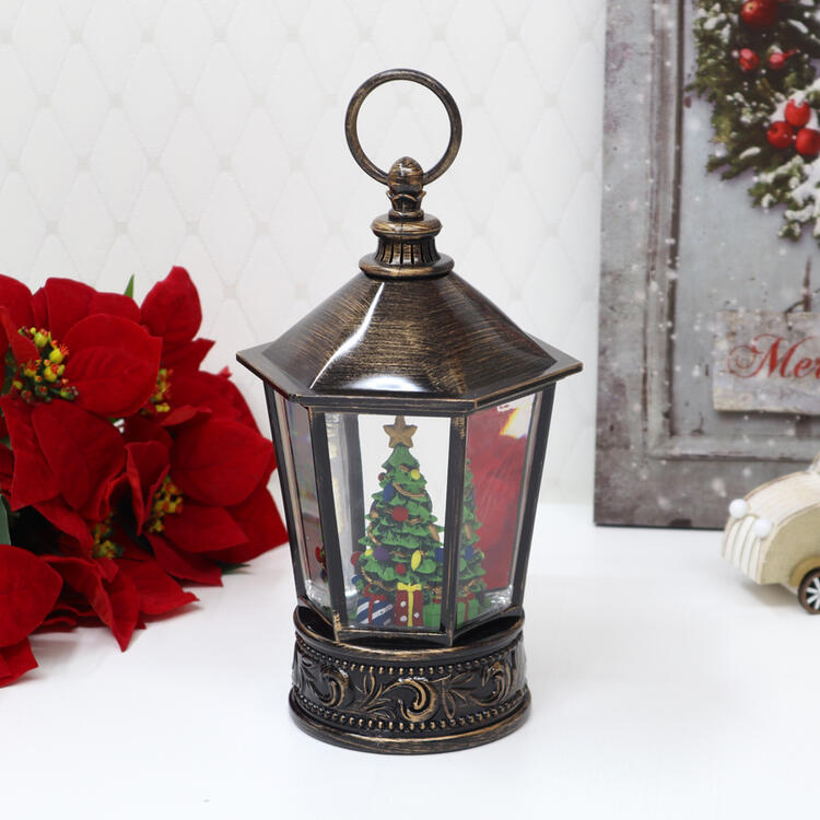 リキッドLEDランタン プレゼントツリー<br><br>クリスマス ディスプレイ ランタン シャビー シャビーシック オブジェ ツリー インテリア ショップ プレゼント ギフト おしゃれ かわいい 飾り 置物 電飾 北欧 輸入雑貨<br>RE10652