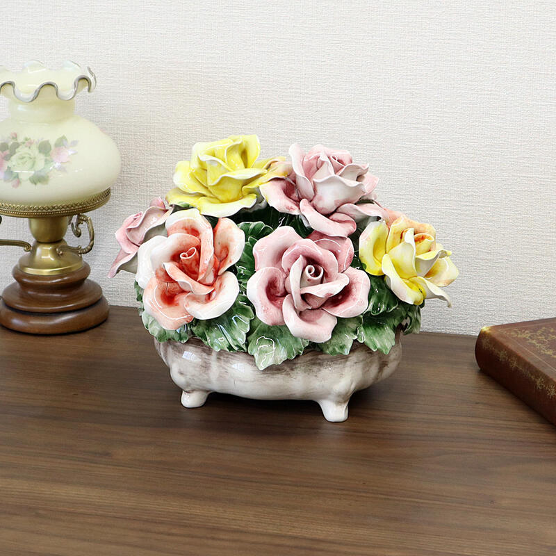 Demain イタリア製　陶花　アンティーク　置物 custo_c6-8270