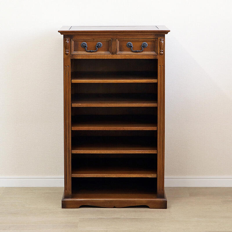 【アンティーク調】下駄箱 スリッパラック レトロ ヴィンテージ 英国アンティーク調の家具、スリッパラック（引き出し付き）(y-412-f