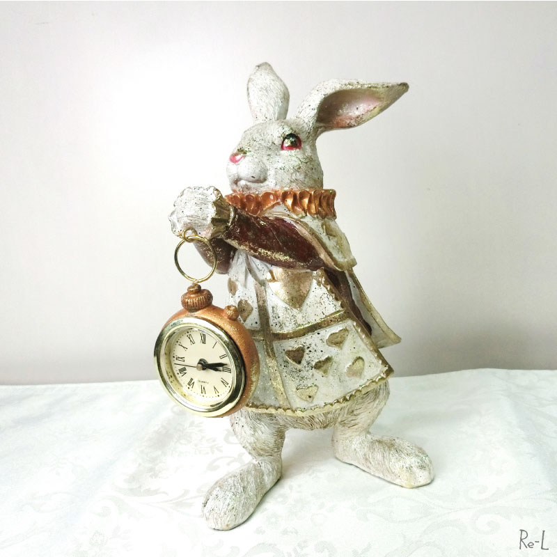 楽天市場 ウサギの置物 バロックラビットトランプラビット クロック 時計付きバニーオブジェ イースター ディスプレイクラシカル アンティーク風 Re6626 Re Lshop リエルショップ