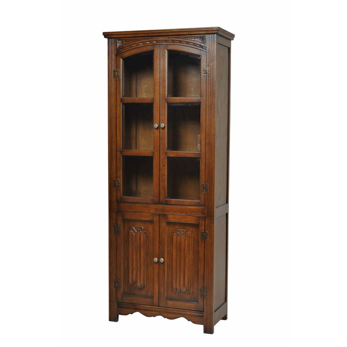 楽天市場】アンティークオークシリーズ ガラスキャビネットブラウン