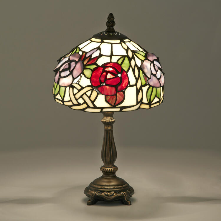 楽天市場】ステンドグラス テーブルランプ 立体の薔薇LED対応 ガラス