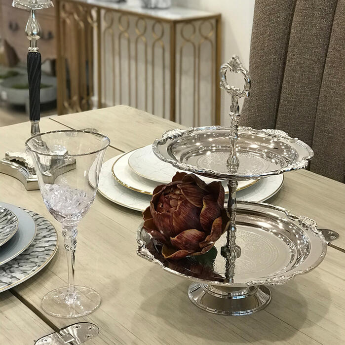 高い素材 2段ディスプレイプレート クラシカル インテリア モダン オブジェ ディスプレイスタンド トレイ トレー プレゼント ギフト プレート ショップ シルバー かわいい 2段 飾り 贈り物 玄関 置物 北欧 Rehb w 超激安 Qallwahotels Com