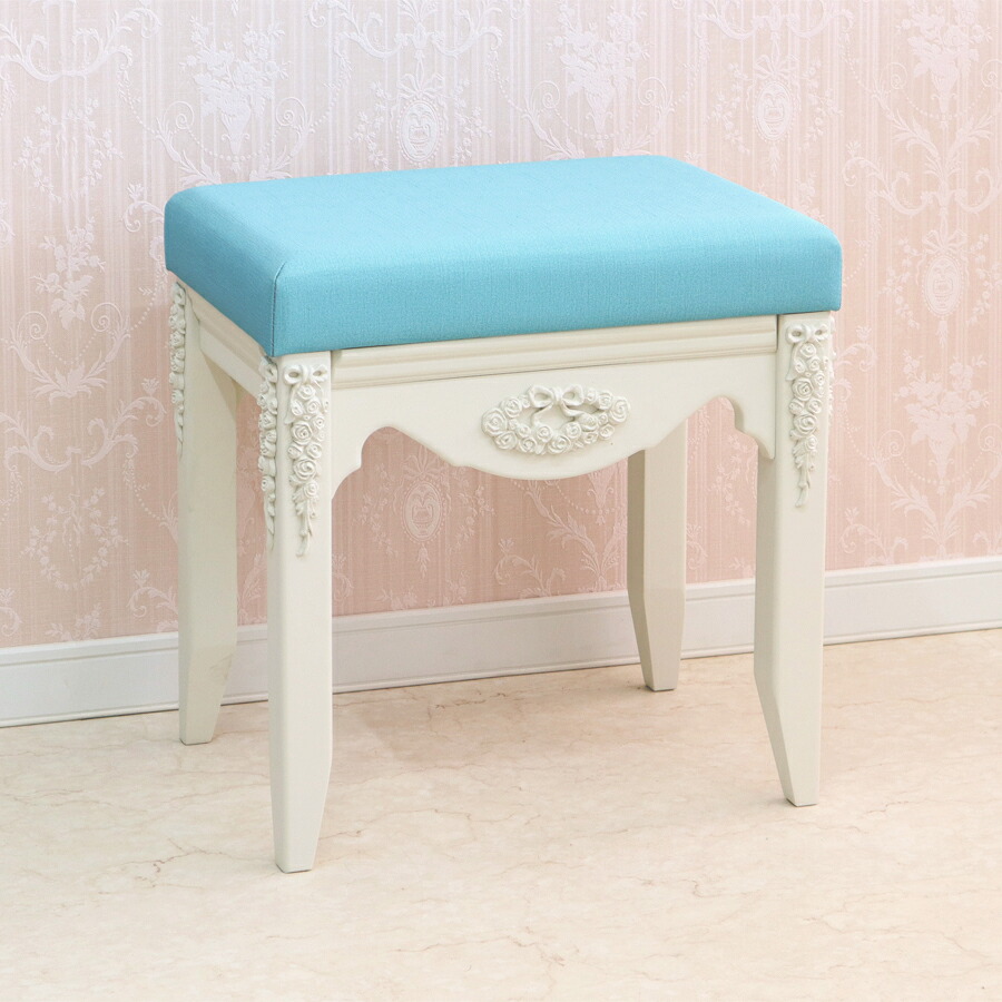 Celesta チェレスタ スツール(NEW BLUE)ロマンチック 姫系 白家具 ホワイト スツール チェア おしゃれ 可愛い Re-L 日本製|Re-LSHOP 〔リエルショップ〕