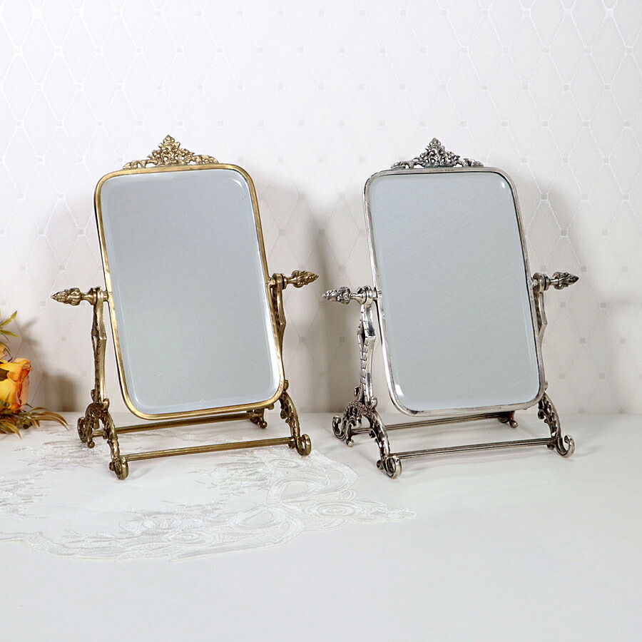 楽天市場】イタリア製 真鍮 スタンドミラークラシック アンティーク