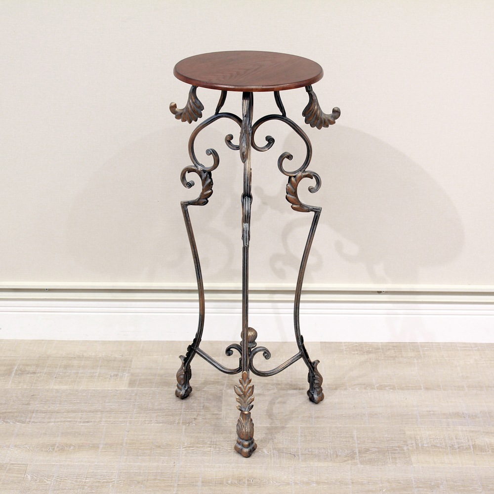 Wrought Iron アイアン製 サイドテーブルアンティーク アイアン スリム スタンド インテリア コンパクト おしゃれ 花台 電話台 北欧 玄関 丸 円形 輸入雑貨 送料無料REFM-19|Re-LSHOP 〔リエルショップ〕
