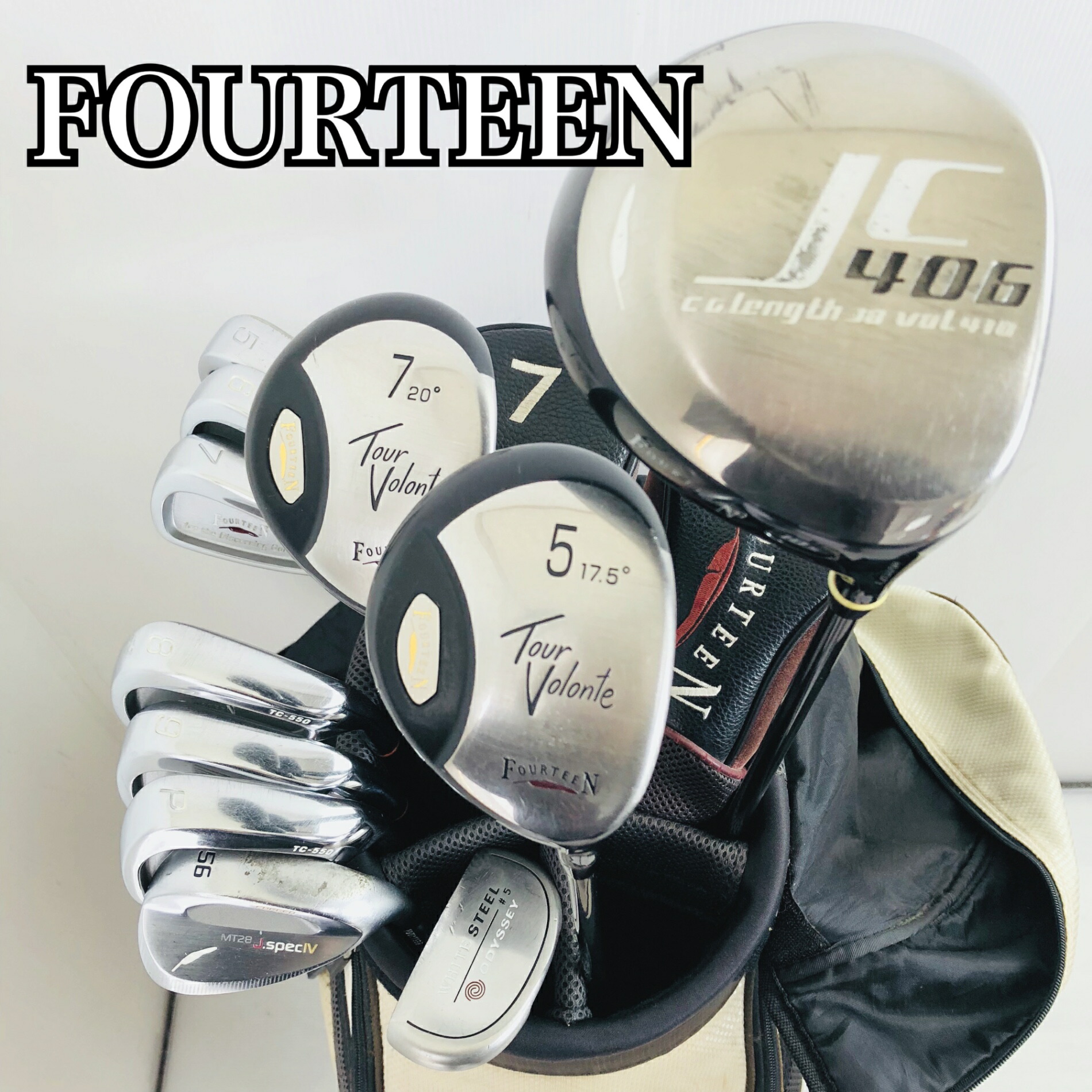 【中古】キャディバッグ付 FOURTEEN フォーティーン ODYSSEY オデッセイ メンズ ゴルフ仕掛ける 野球クラブ仕掛ける ゴルフ野球クラブ 仕掛ける 未経験者 取扱説明書 フルセット 右利き パター付 安上がり 81Y-101