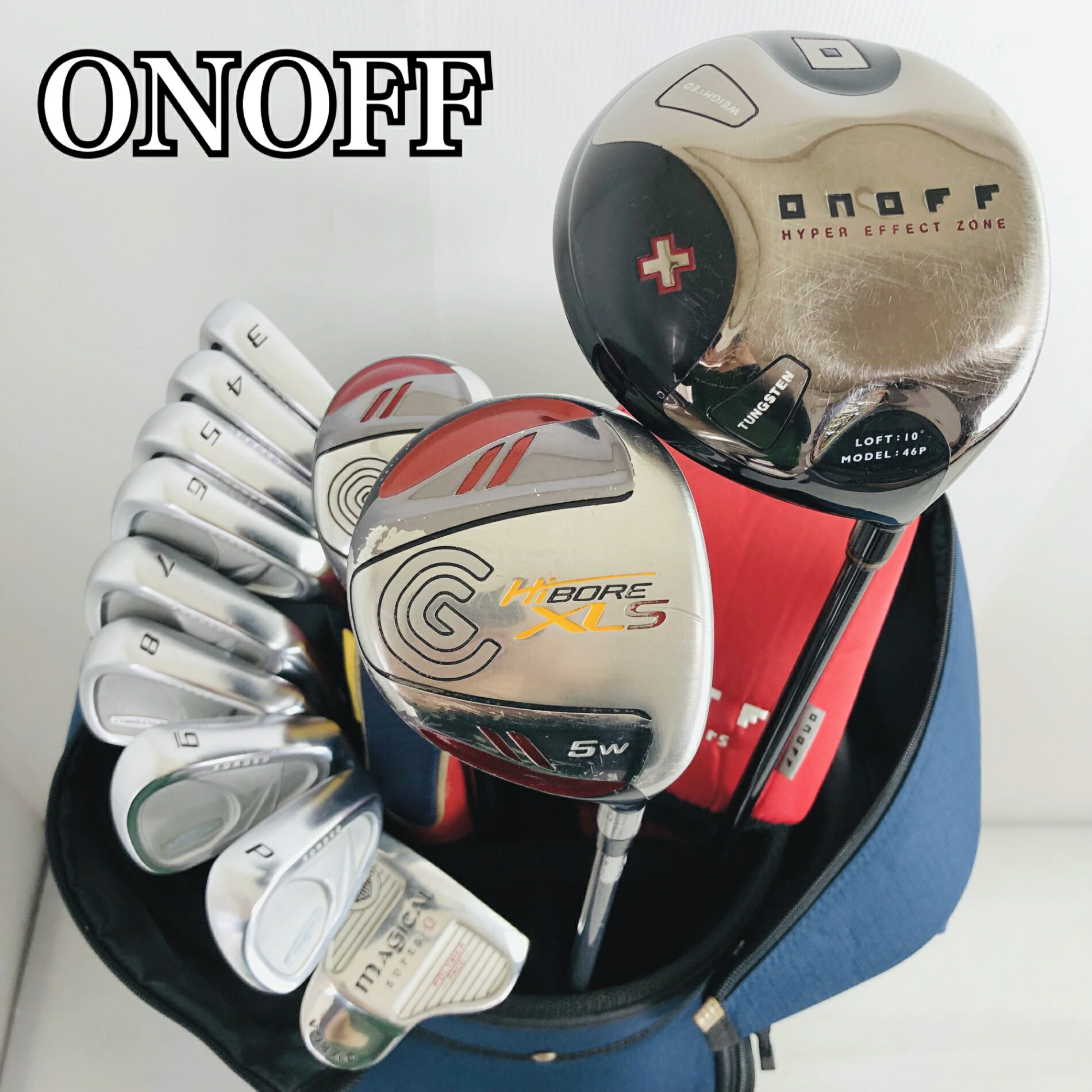 【中古】キャディバッグ付 ONOFF オノフ Cleveland クリーブランド ゴルフ野球クラブ フルセット ゴルフ仕掛ける 野球クラブ仕掛ける メンズ 未経験者 取扱説明書 右利き パター付 安上がり 83Y-96