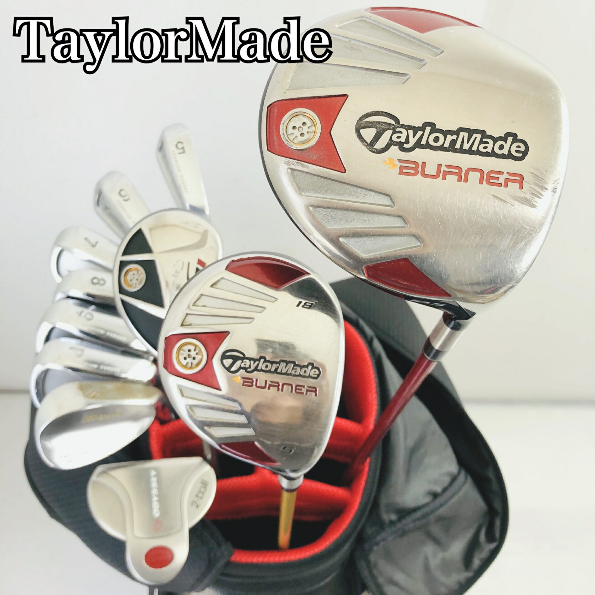 【引き受ける付】【中古】キャディバッグ付 TaylorMade 仕立て屋御手伝いさん ブリヂストン TOUR STAGE ゴルフ野球クラブ フルセット ゴルフ仕掛ける 野球クラブ仕掛ける メンズ 未経験者 取扱説明書 右利き パター付 安上がり 85Y-13