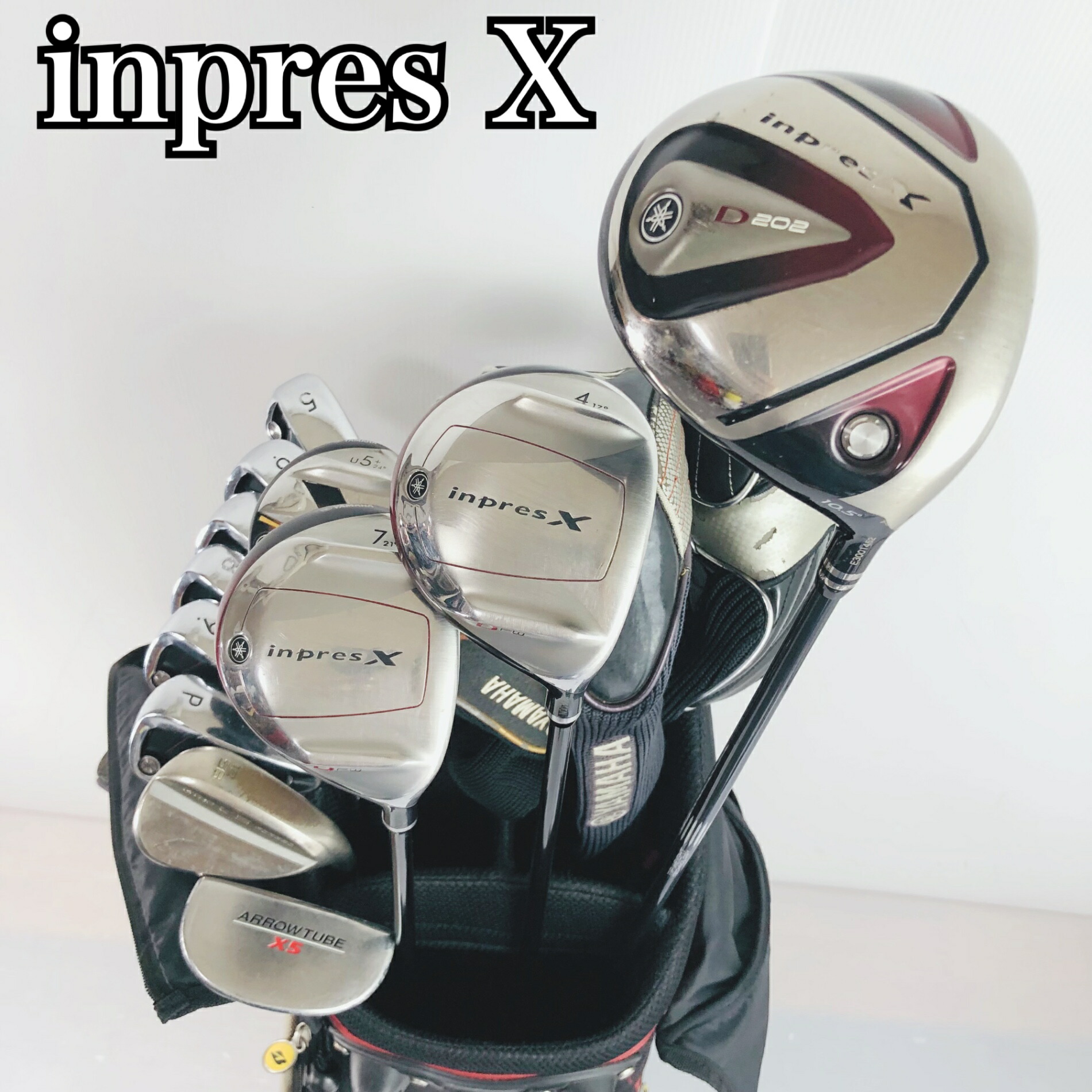 【引き受ける付】【中古】キャディバッグ付 YAMAHA ヤマハ inpres X はたご屋押し付ける ゴルフ野球クラブ フルセット ゴルフ仕掛ける 野球クラブ仕掛ける メンズ 未経験者 取扱説明書 右利き パター付 安上がり  85Y-42