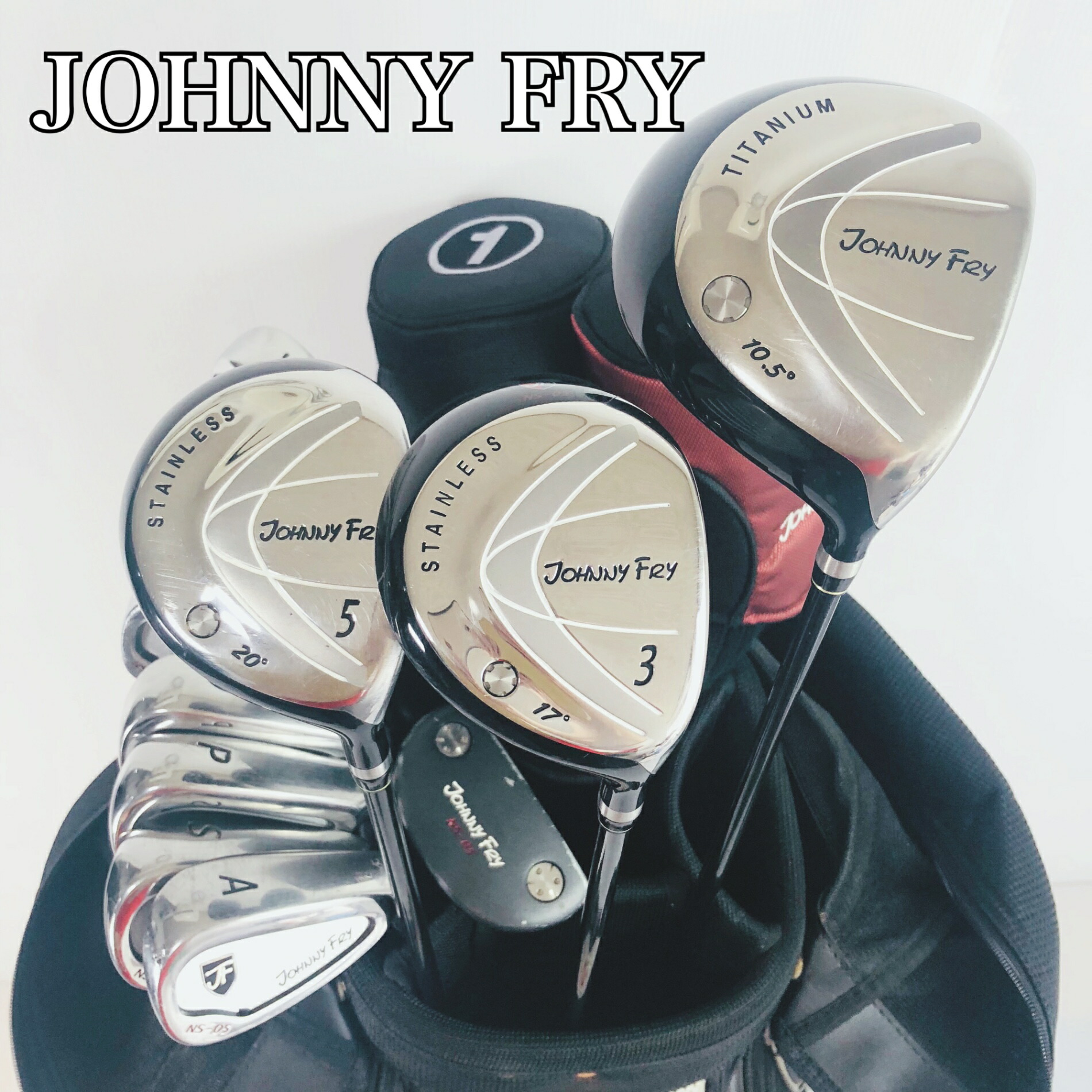 【引き受ける付】【中古】キャディバッグ付 JOHNNY FRY  ジョニー・飛球 ゴルフ野球クラブ フルセット ゴルフ仕掛ける 野球クラブ仕掛ける メンズ 未経験者 取扱説明書 右利き パター付 安上がり  83Y-93