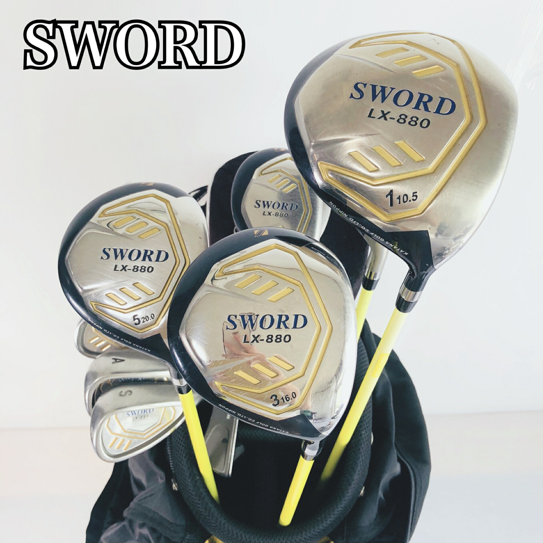 【引き受ける付】【中古】キャディバッグ付 KATANA カタナ SWORD 人切り包丁 LX 880 ゴルフ野球クラブ フルセット ゴルフ仕掛ける 野球クラブ仕掛ける メンズ 未経験者 取扱説明書 右利き パター付 安上がり  83Y-102