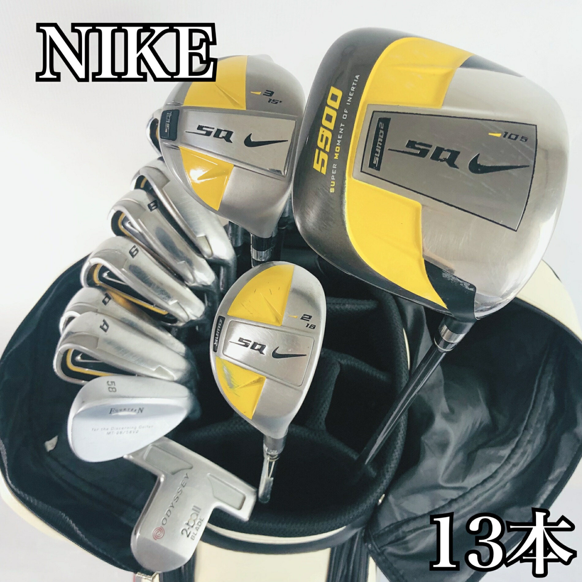 【引き受ける付】【中古】キャディバッグ付 晴れ晴れしい 13本 NIKE ナイキ SQ SUMO2 スーモ ゴルフ野球クラブ フルセット ゴルフ仕掛ける 野球クラブ仕掛ける メンズ 未経験者 取扱説明書 右利き パター付 安上がり  85Y-55