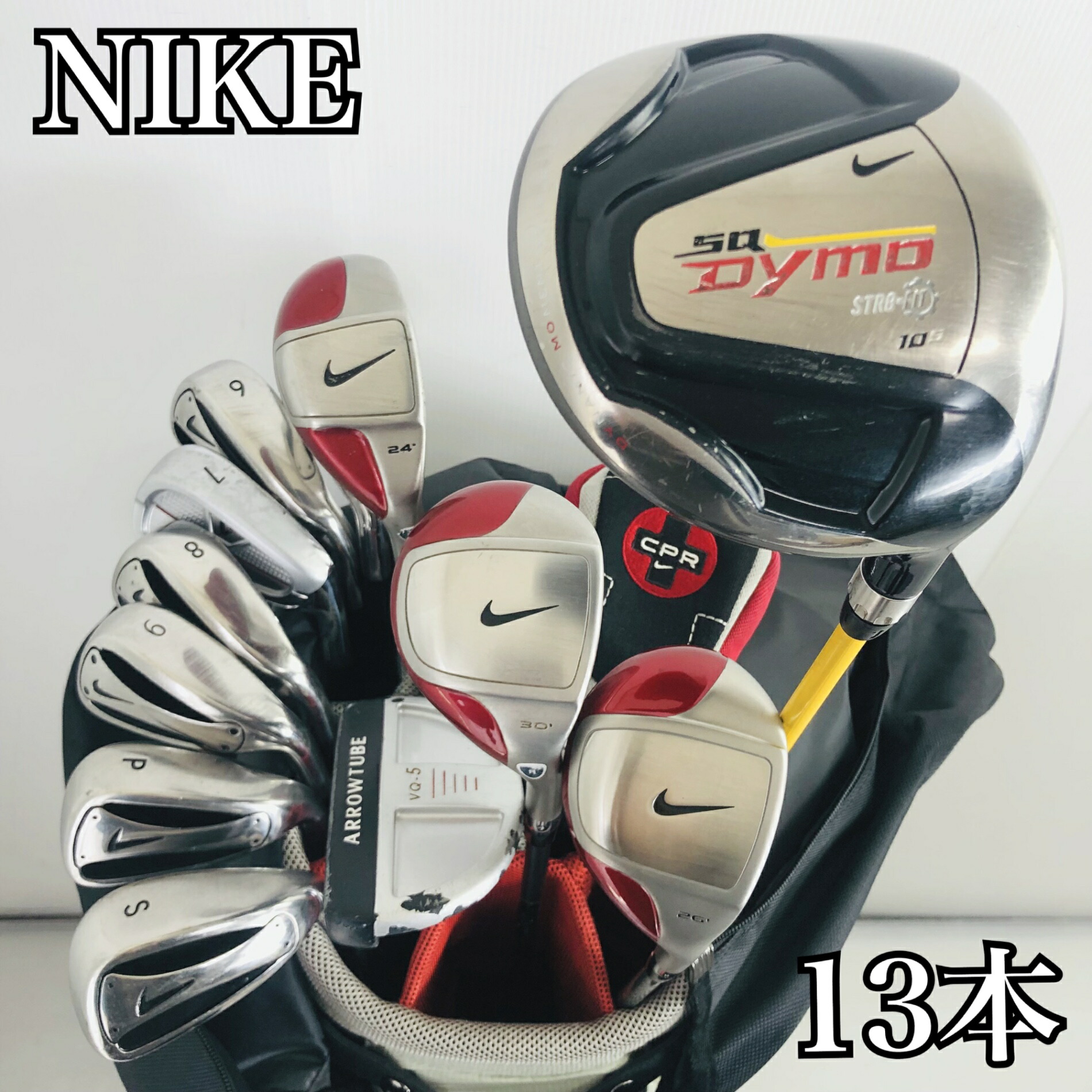 【引き受ける付】【中古】キャディバッグ付 晴れ晴れしい 13本 NIKE ナイキ SQ Dymo CPR ゴルフ野球クラブ フルセット ゴルフ仕掛ける 野球クラブ仕掛ける メンズ 未経験者 取扱説明書 右利き パター付 安上がり 85Y-52-