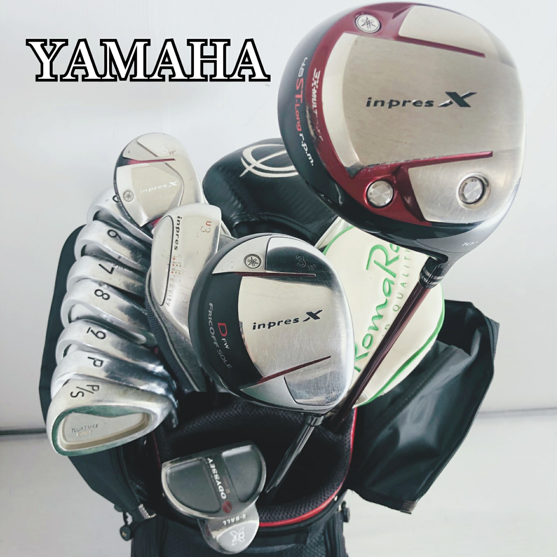 【引き受ける付】【中古】キャディバッグ付 YAMAHA ヤマハ inpres X はたご屋押し付ける ゴルフ野球クラブ フルセット ゴルフ仕掛ける 野球クラブ仕掛ける メンズ 未経験者 取扱説明書 右利き パター付 安上がり 85Y-68